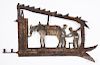 Sheet iron weathervane, early 20th c., of two men and a horse, 15'' h., 27'' w.