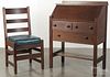 L & J. G. Stickley mission oak desk and chair, early 20th c., 40'' h., 29'' w.