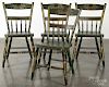 Set of four Pennsylvania painted plank seat dining chairs, 19th c.