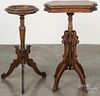 Victorian marble top stand, 29 1/4'' h., 12 1/4'' w., together with a walnut stand, 31 1/4'' h.