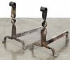 Pair of wrought iron andirons, 19th c., 16 1/2'' h.