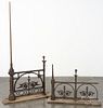 Pair of wrought iron rails from a widow's peak, 19th c., 27'' h., 30'' w.