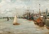 WILLIAM MERRITT CHASE, (American, 1849-1916), Port of Antwerp, ca. 1883-4