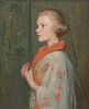 JULIAN ALDEN WEIR, (American, 1852-1919), Lady in a Kimono