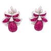 18k Diamond Ruby Invisible Setting Earrings