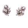 18k Art Deco Diamond Flower Motif Earrings
