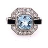 Platinum Diamond Sapphire Aqua Ring