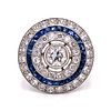 Platinum Diamond Sapphire Round Ring