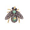 Silver & Gold Opal Movable Bug Brooch