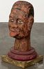 Carved and painted bust of an African American, early 20th c., 22 1/2'' h.