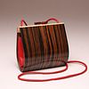 "Myrica"  Wood Minaudiere in Macassar Ebony with Red Leather