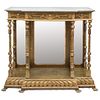 MESA CONSOLA SIGLO XIX Detalles de conservación Elaborada en madera tallada y dorada con cubierta de mármol 116 x 128 x 46 cm | CONSOLE TABLE 19TH CEN