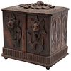 CAJA CIGARRERA FRANCIA, Ca. 1900 Elaborada en madera tallada con motivos florales y compartimentos plegables 18x21x14 cm | CIGAR BOX FRANCE, Ca. 1900 