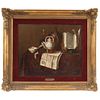 PIETER GERRITSZ VAN ROESTRATEN  HOLANDA, (1630 - 1700) NATURALEZA MUERTA CON TETERA, LIBROS Y CARTA Óleo sobre tela 59 x 71 cm | PIETER GERRITSZ VAN R