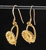 Pair of Wearable Roman Gold Earrings w/ Flower Bosses