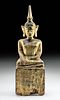 19th C. Thai Gilt Wood Seated Buddha