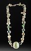 Guerrero Mezcala Stone Necklace w/ Maya Green Beads