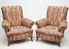Pair of Paisley-Patterned Upholstered Armchairs