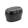 19th C. Chinese Black Lacquered Oval Rice Grain Storage Box