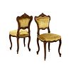 Pair of French Louis XV Gold Tone Upholstered Side Chairs