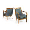Pair of Biedermeier Bergere Upholstered Armchairs