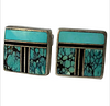Ray Tracey Native American Sterling Silver Turquoise Inlay Cufflinks