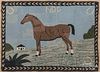 American hooked rug, mid 20th c., with a horse, 35'' x 49''.