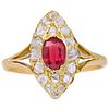 -NO RESERVE- ANTIQUE RUBY AND DIAMOND CLUSTER RING