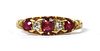 An 18ct gold ruby and diamond five stone ring,