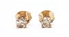 A pair of rose gold single stone diamond stud earrings,