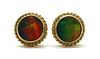 A pair of gold opal doublet stud earrings,