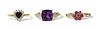A 9ct gold amethyst ring and zircon ring,