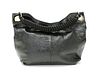 A Giorgio Armani black patent leather slouch shoulder bag,