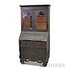 Country Black-painted, Glazed Desk/Bookcase