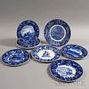 Nine Wedgwood Blue and White Transfer-decorated Plates