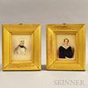 Pair of Framed G.M. Mather Watercolor Portraits of a Man and Woman