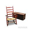 Red-stained Sea Chest and Rocking Chair.
