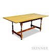 Contemporary Tiger Maple Stretcher-base Table