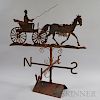Sheet Iron Horse and Buggy Weathervane with Directionals