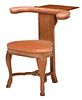 Queen Anne Style Oak Leather Upholstered Music Chair