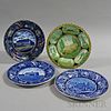 Four Staffordshire Transfer-decorated Plates