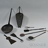 Eight Wrought Iron Hearth Tools