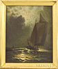 Thomas Oliver (Massachusetts, 1827-1893)       Nautical Scene with a Schooner.