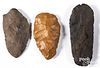 Three prehistoric stone blades
