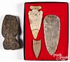 Three Native American Indian stone points