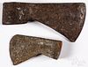 Two excavated iron belt axe heads