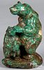 Carved turquoise bear statue, with mother and cub