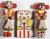 Three Hopi Indian kachina doll figures