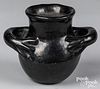 Santa Clara Pueblo blackware pottery handled olla