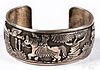 Navajo Indian silver pictorial bracelet